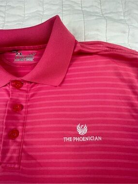 Under Armour Pink Striped Polo Shirt The Phoenician Golf Club Monogram Large